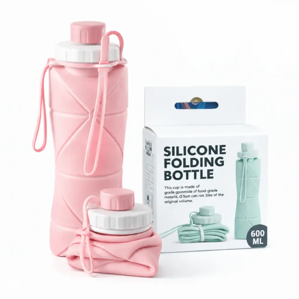 Silicon Water Bottle with Collapsible Design 600 ml